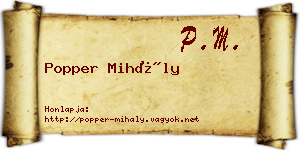 Popper Mihály névjegykártya